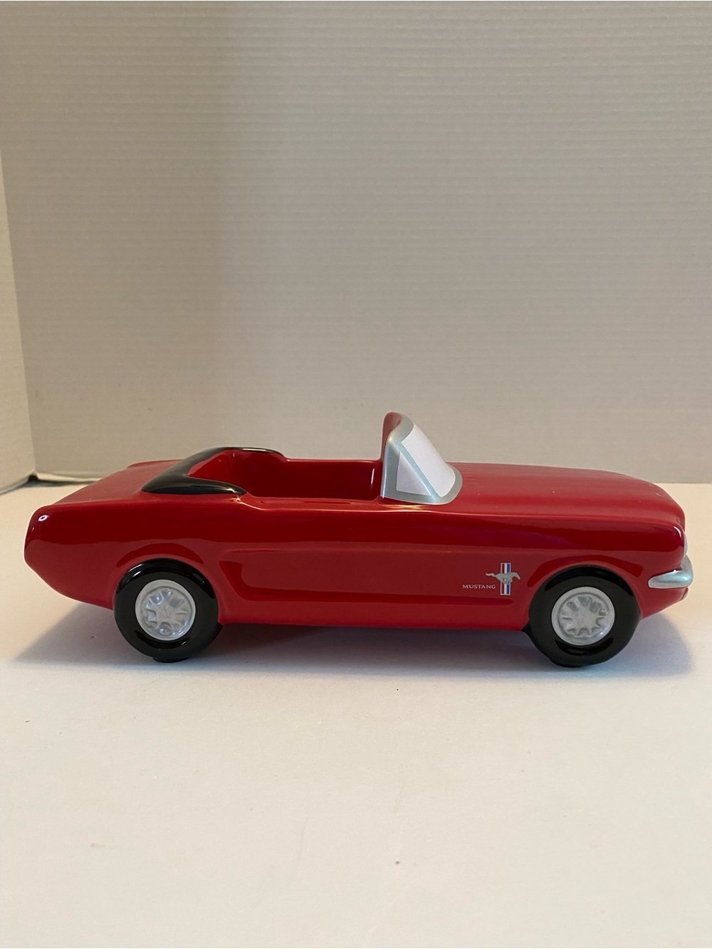 1965 Red Ford Mustang Convertible Ceramic Planter Vase Candy Nut Dish. Teleflora